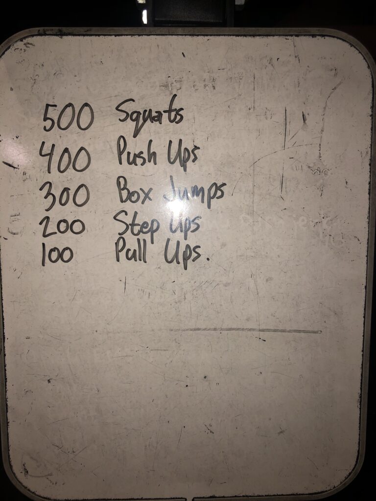 500 Squats Whiteboard